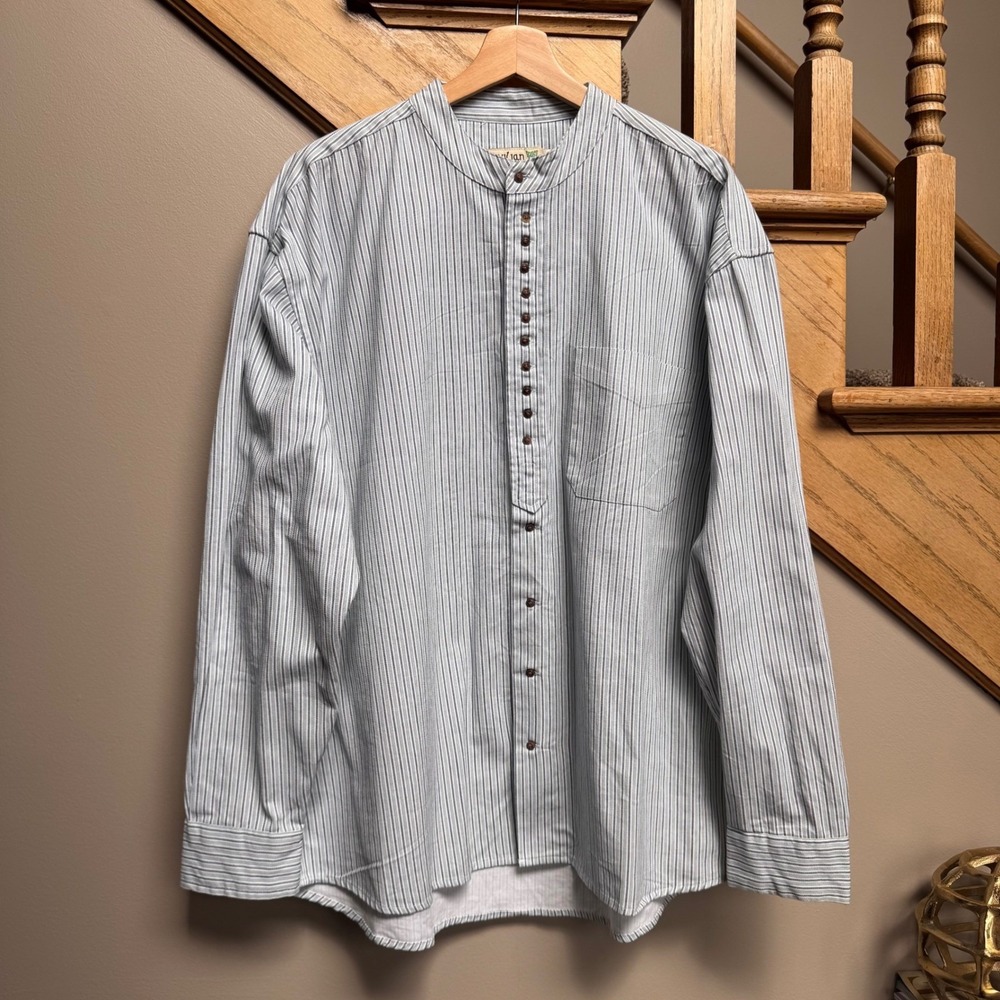 Civilian Weavers of Ireland Mens Irish Grandfather Button Shirt XL 100% Cotton